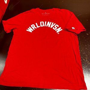 World Vision Mens Red Short Sleeve Crew Neck Comfort Pullover T-Shirt Size XL